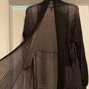 Escada Shimmering Silver Black Long Flowing Cardigan Made in Italy 🇮🇹